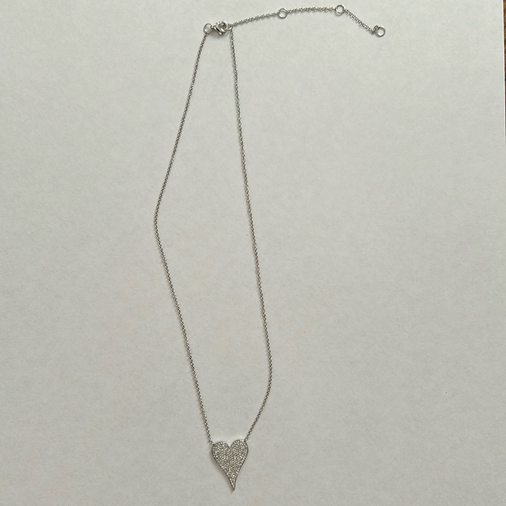 Saks 14K White Gold & 0.43 TCW Diamond Heart Necklace